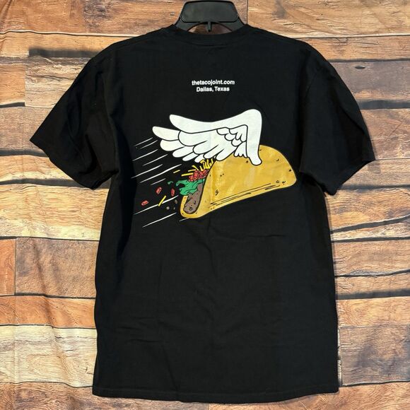 Taco Joint T-Shirt Medium Black Double Sided Short Sleeve Flying Wings Texas - Picture 1 of 7